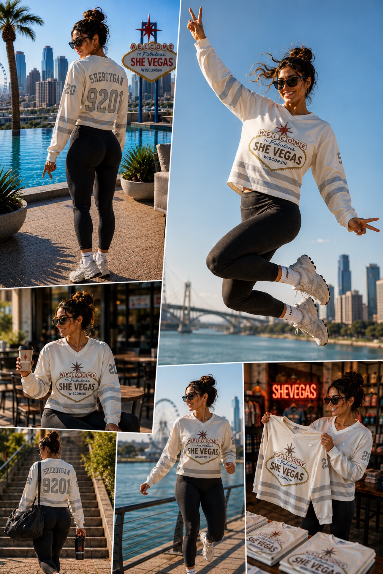 Welcome-sign long-sleeve line in light blue and white